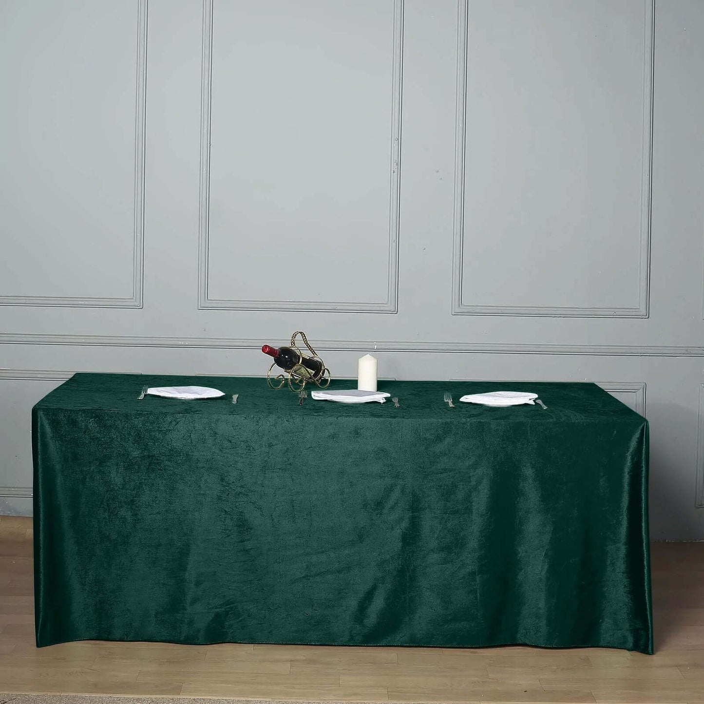 Hunter Emerald Green Seamless Premium Velvet Rectangle Tablecloth, Reusable Linen 90"x156"