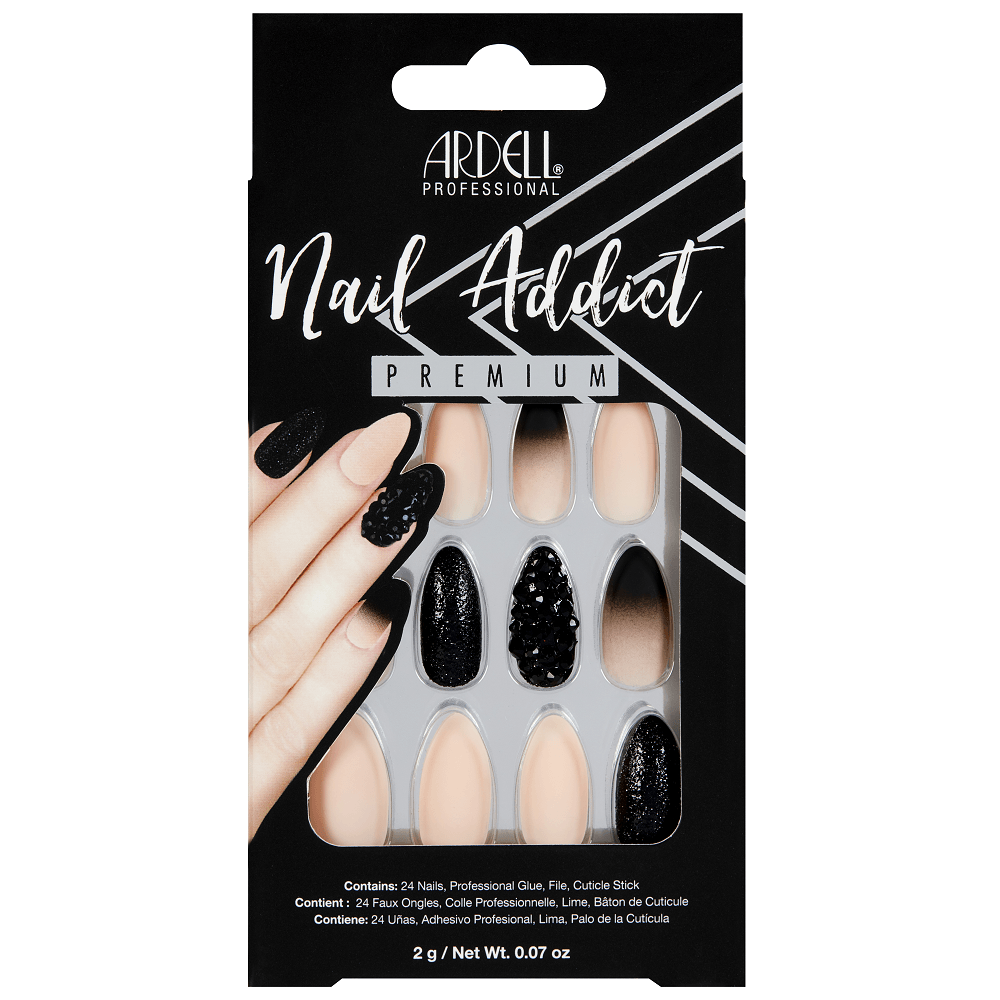 Ardell Nail Addict Premium - Black Stud & Pink Ombre