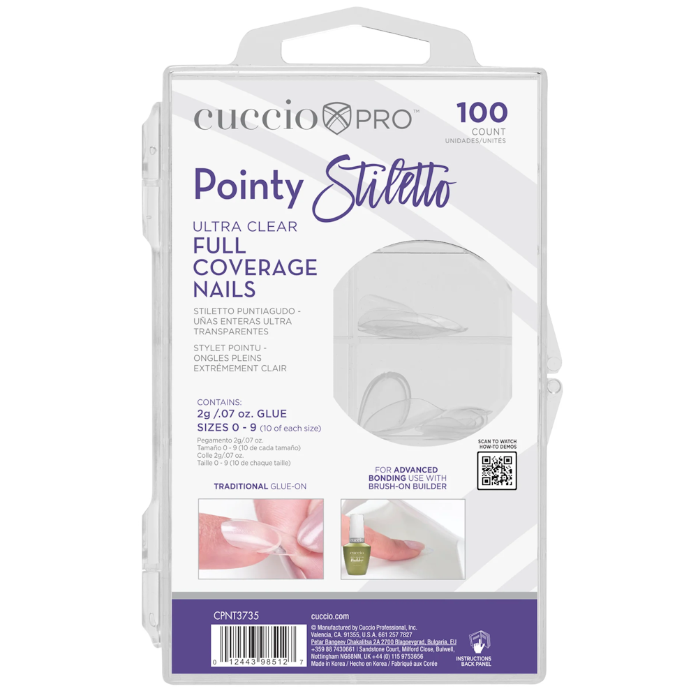 cuccio PRO Ultra Clear Full Coverage Nails - Pointy Stiletto