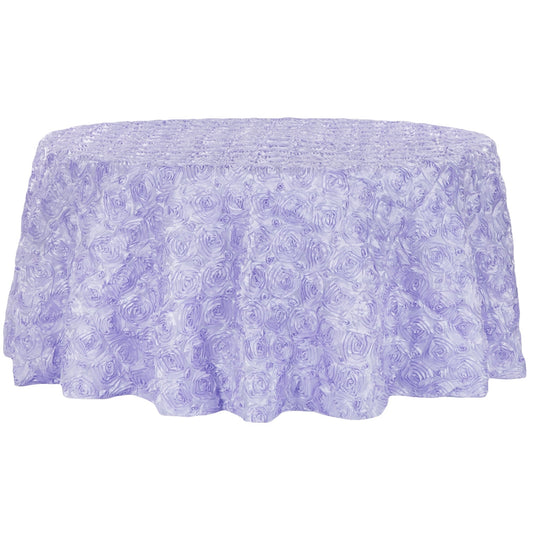 Wedding Rosette Satin 120" Round Tablecloth - Lavender