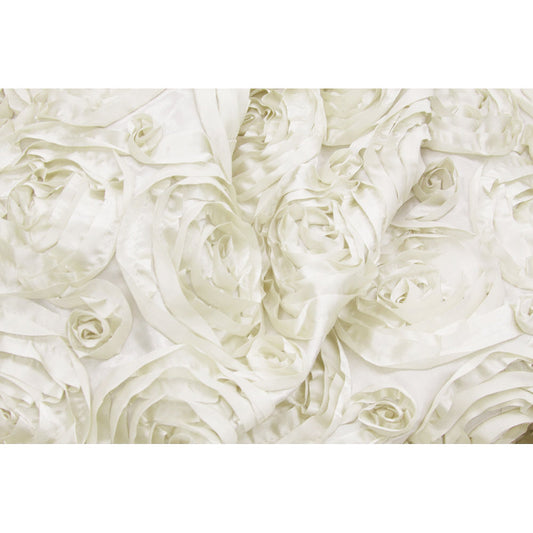 Wedding Rosette Satin 90"x156" rectangular Tablecloth - Ivory