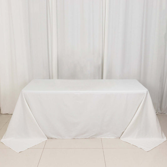 White Rectangle 100% Cotton Linen Seamless Tablecloth 90"x132"