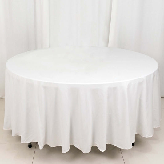 White Round 100% Cotton Linen Seamless Tablecloth 108"