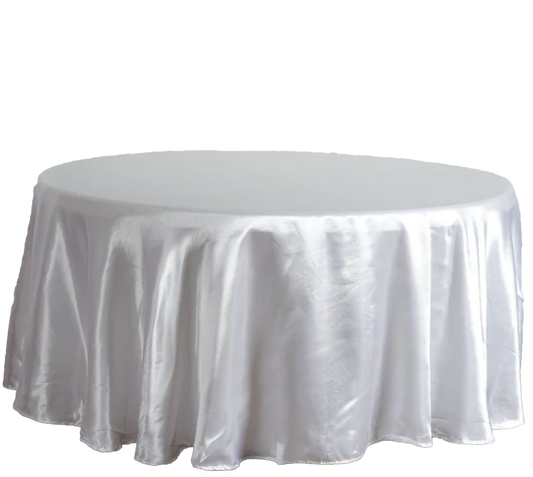 White Satin Round Tablecloth