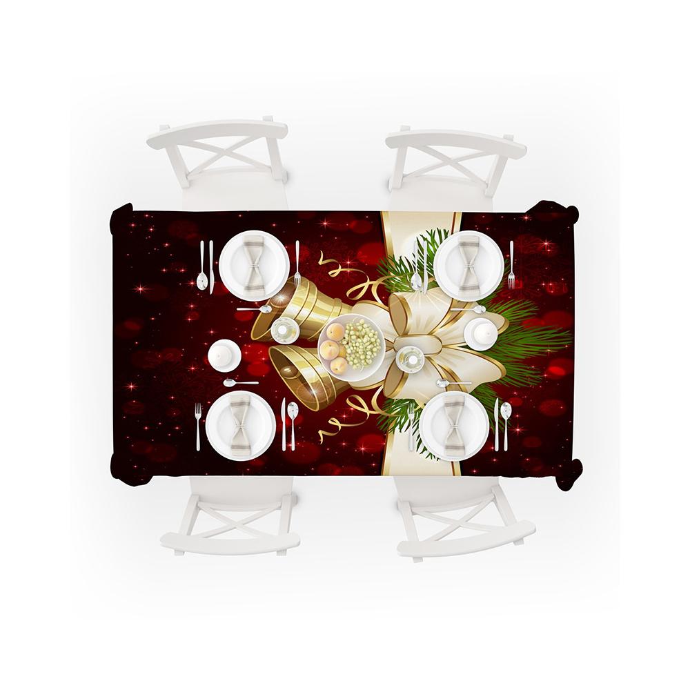 Christmas Bell Christmas Tablecloth,  Christmas Bell Tablecloth, Red New Year Tablecloth