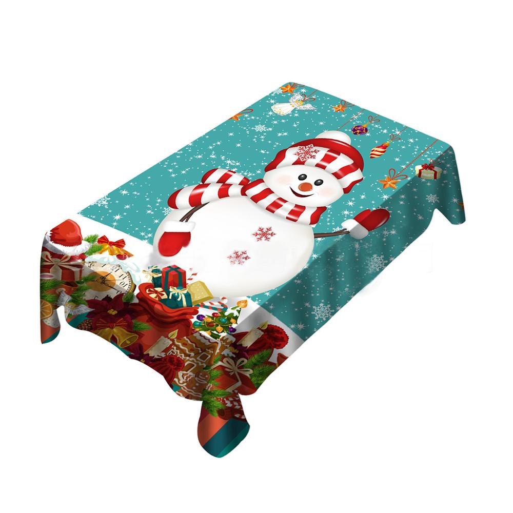 Christmas Snowman Tablecloth, Blue Christmas Tablecloth, New Year Tablecloth