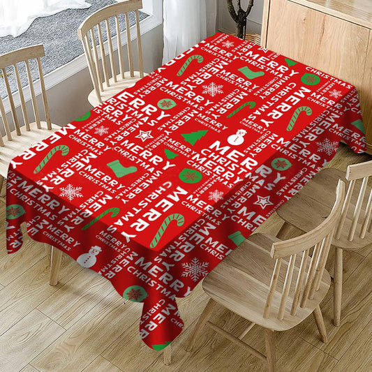 Merry Christmas Table Cover, Red Tablecloth, Washable Table Cloths for Dinner, Parties, Holiday Decorations