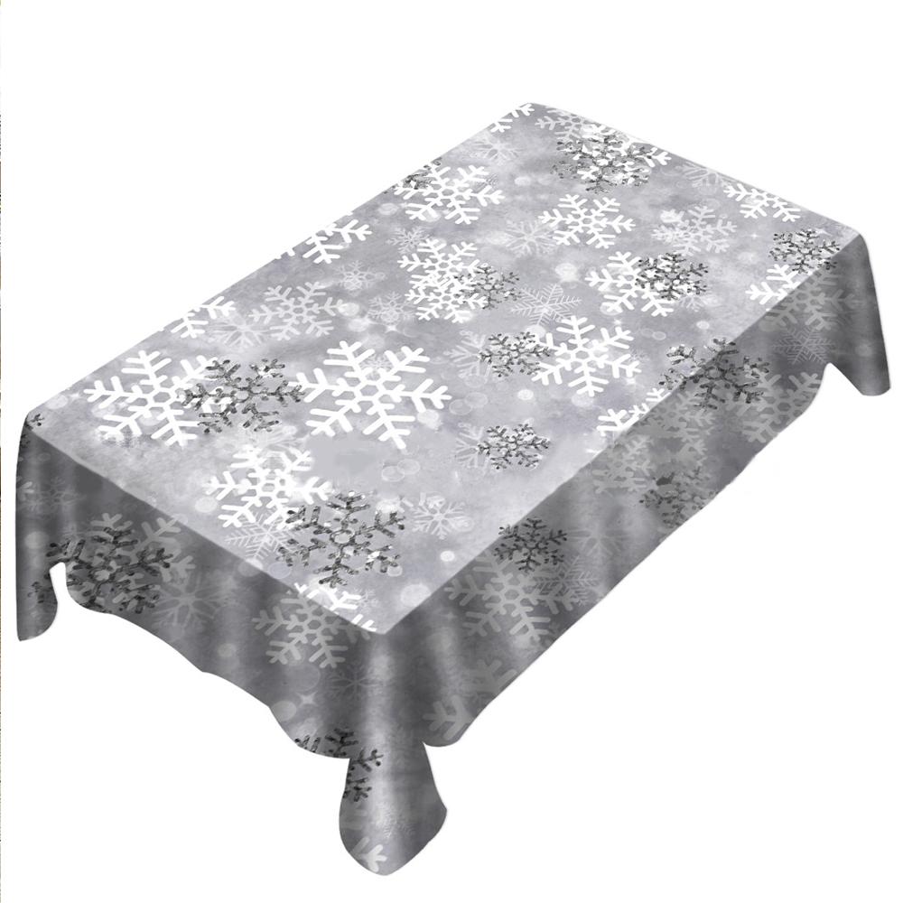 Snowflake Tablecloth, New Year Tablecloth Table Cover, Washable Table Cloths for Dinner, Parties, Holiday Decorations