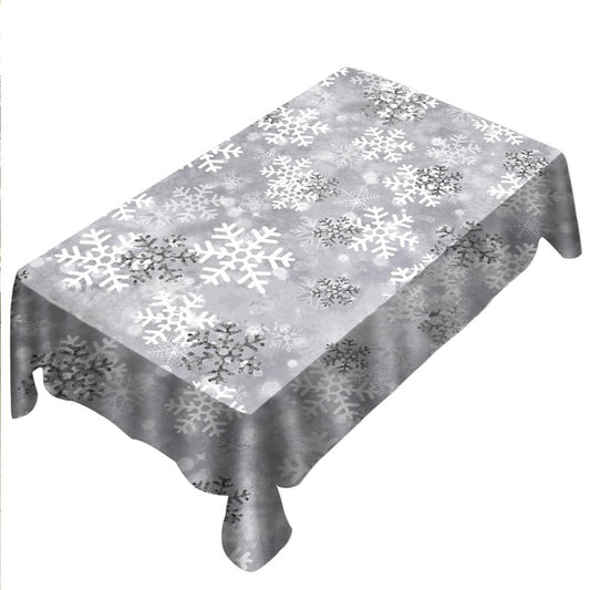 Snowflake Tablecloth, New Year Tablecloth Table Cover, Washable Table Cloths for Dinner, Parties, Holiday Decorations