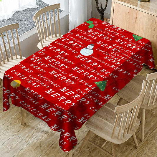 Merry Christmas Multi-Size Tablecloth, New Year Tablecloth Table Cover, Washable Table Cloths for Dinner, Parties, Holiday Decorations