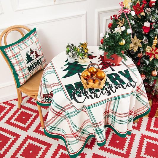 Christmas Tree Christmas Tablecloth, New Year Tablecloth, Merry Christmas Table Cover, Washable Table Cloths for Dinner, Parties, Holiday Decorations