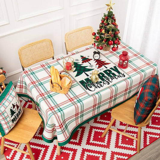 Merry Christmas Tablecloth, Happy New Year Tablecloth Table Cover, Washable Table Cloths for Parties, Holiday Decorations