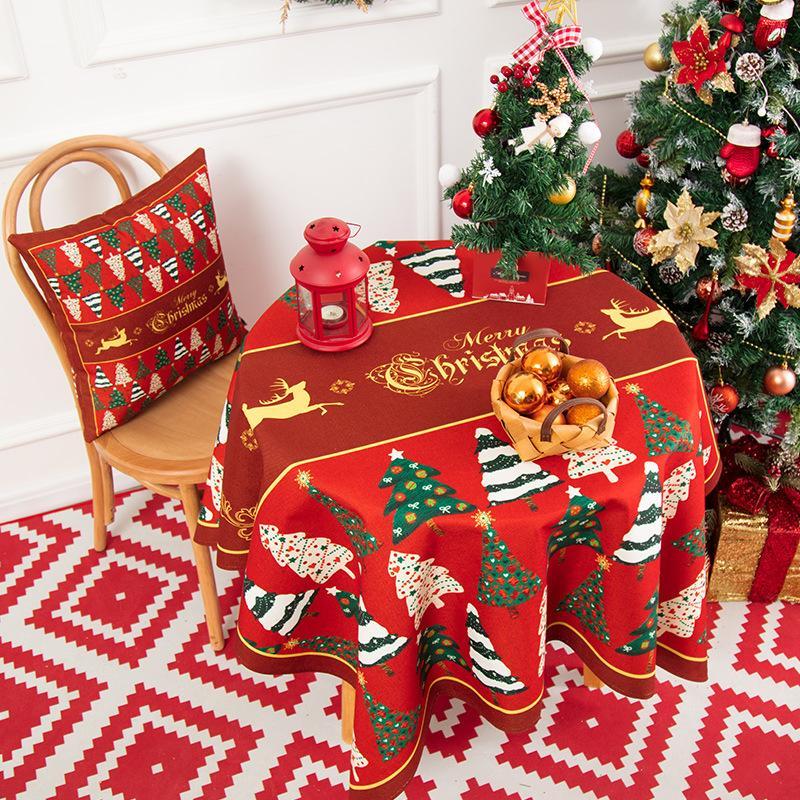Christmas Tree Merry Christmas Tablecloth, New Year Tablecloth,  Table Cover, Washable Table Cloths for Dinner, Parties, Holiday Decorations