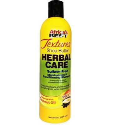 AFRICA'S BEST TEXTURES SHEA BUTTER HERBAL CARE SULFATE-FREE MOISTURIZING & CONDITIONING SHAMPOO 12OZ