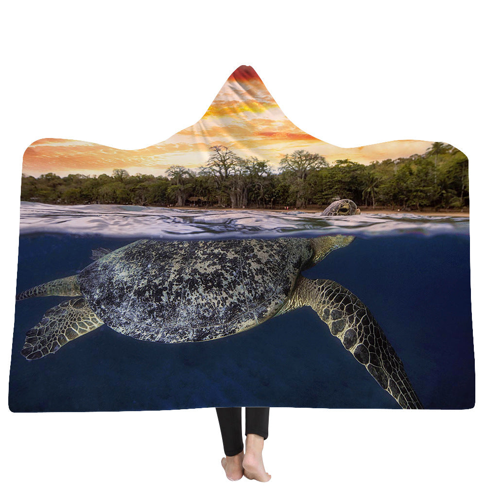 New Ocean Turtle Series Hooded Blanket Cape - Wnkrs