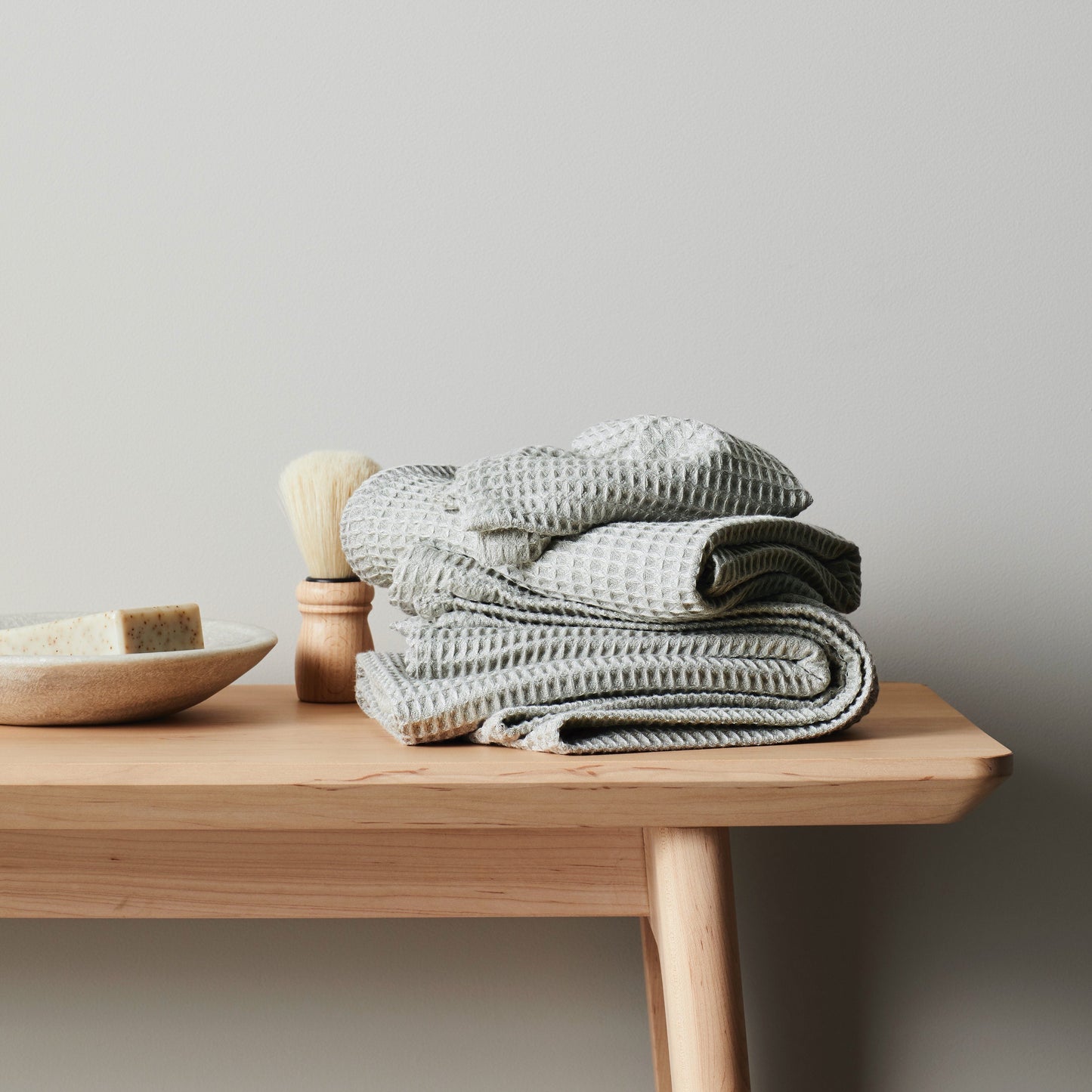 Bamboo Waffle Towels Towels Ettitude Face Washer Sage