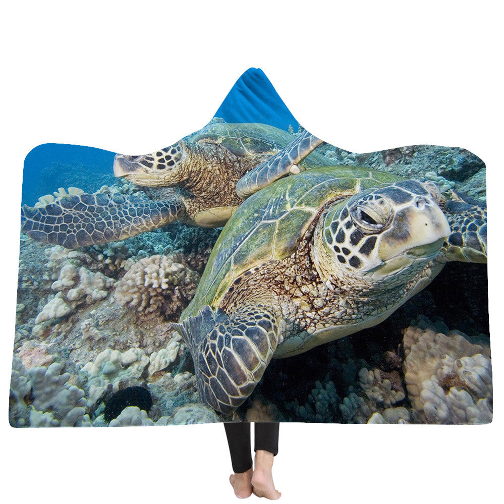 New Ocean Turtle Series Hooded Blanket Cape - Wnkrs