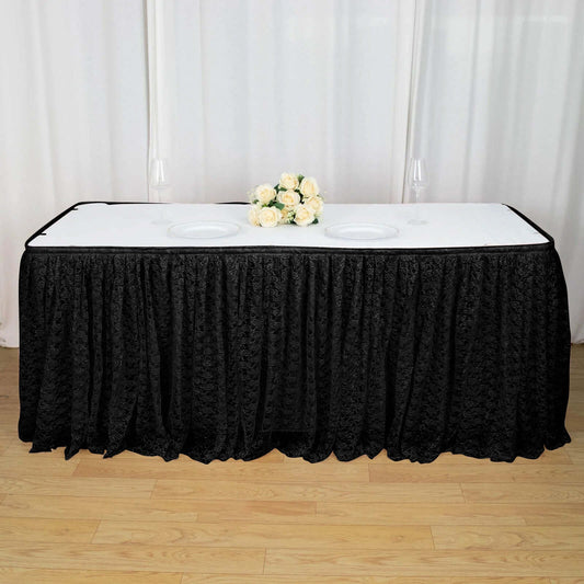 Black Premium Pleated Lace Table Skirt 21ft
