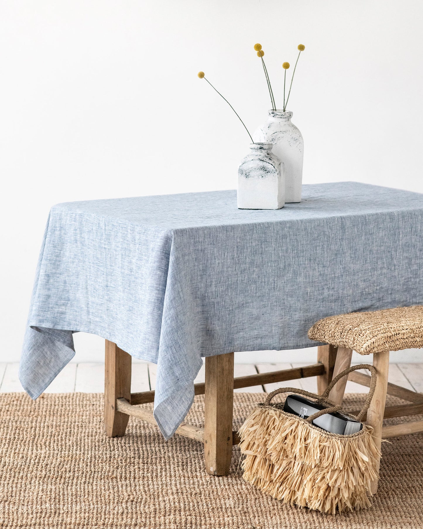 Blue Melange Linen tablecloth