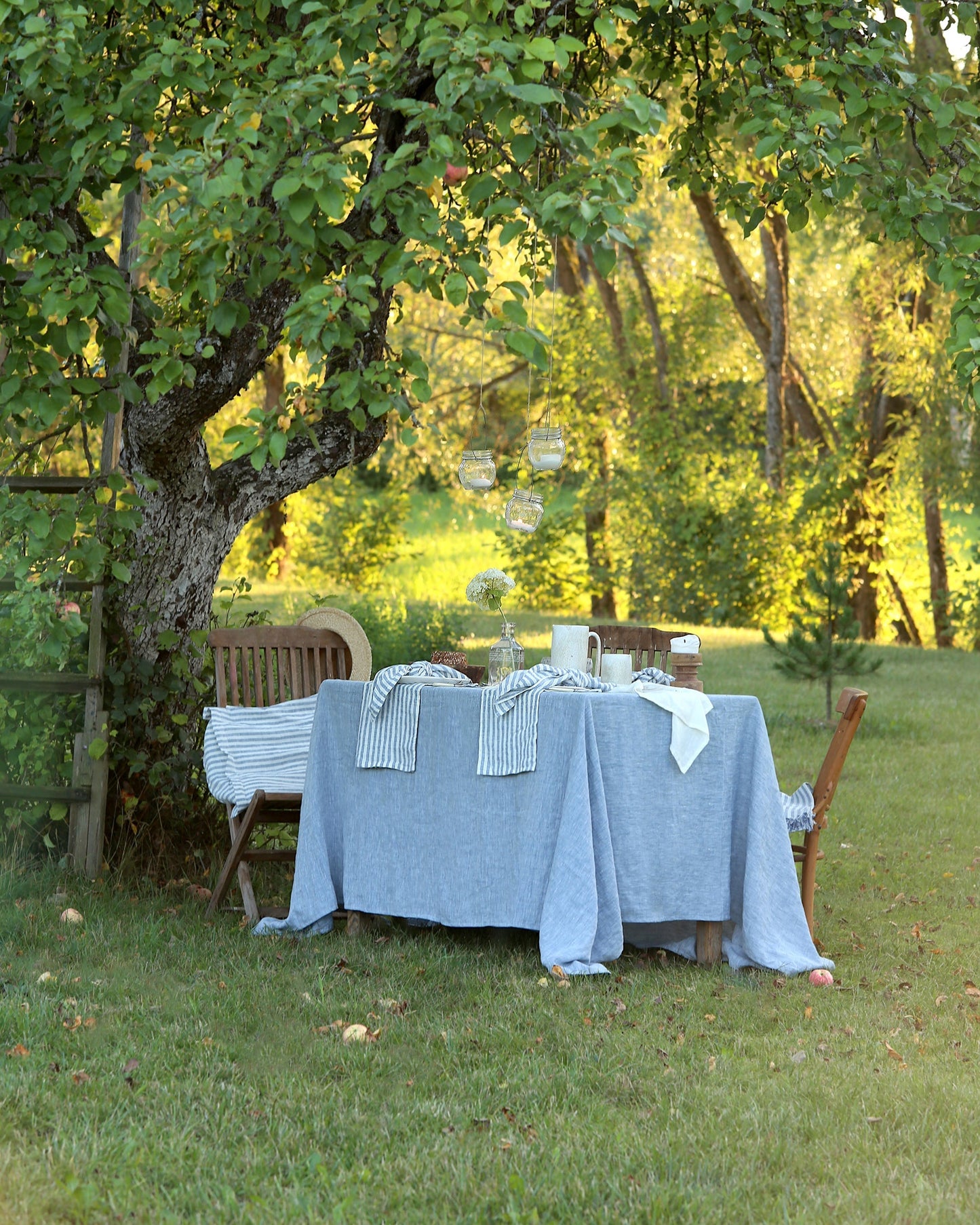 Blue Melange Linen tablecloth