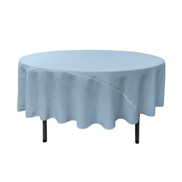 Tablecloth Round 90 in. Light Blue Polyester Poplin Stain And Wrinkle Resistant