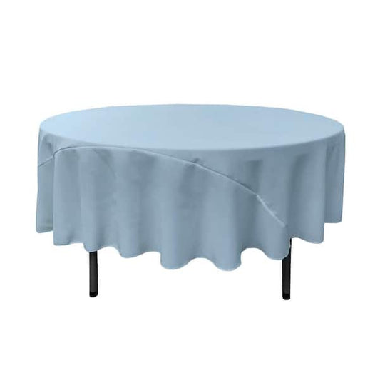 Tablecloth Round 90 in. Light Blue Polyester Poplin Stain And Wrinkle Resistant