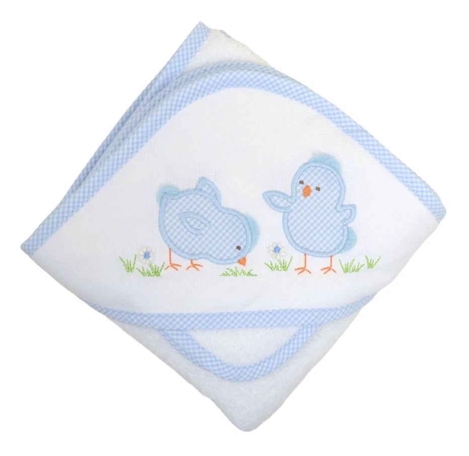 Boy Applique Hooded Towel + Washcloth Set Hooded Bath Towels 3 Marthas Blue Chick