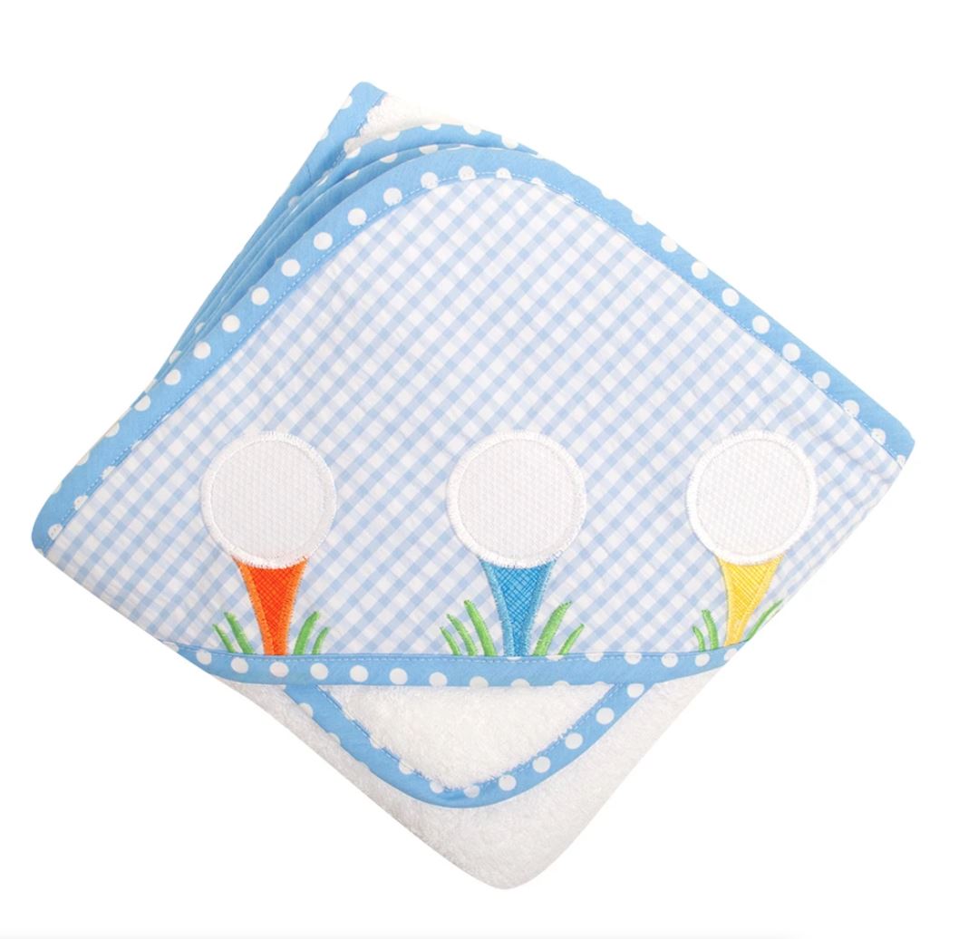 Boy Applique Hooded Towel + Washcloth Set Hooded Bath Towels 3 Marthas Blue Golf