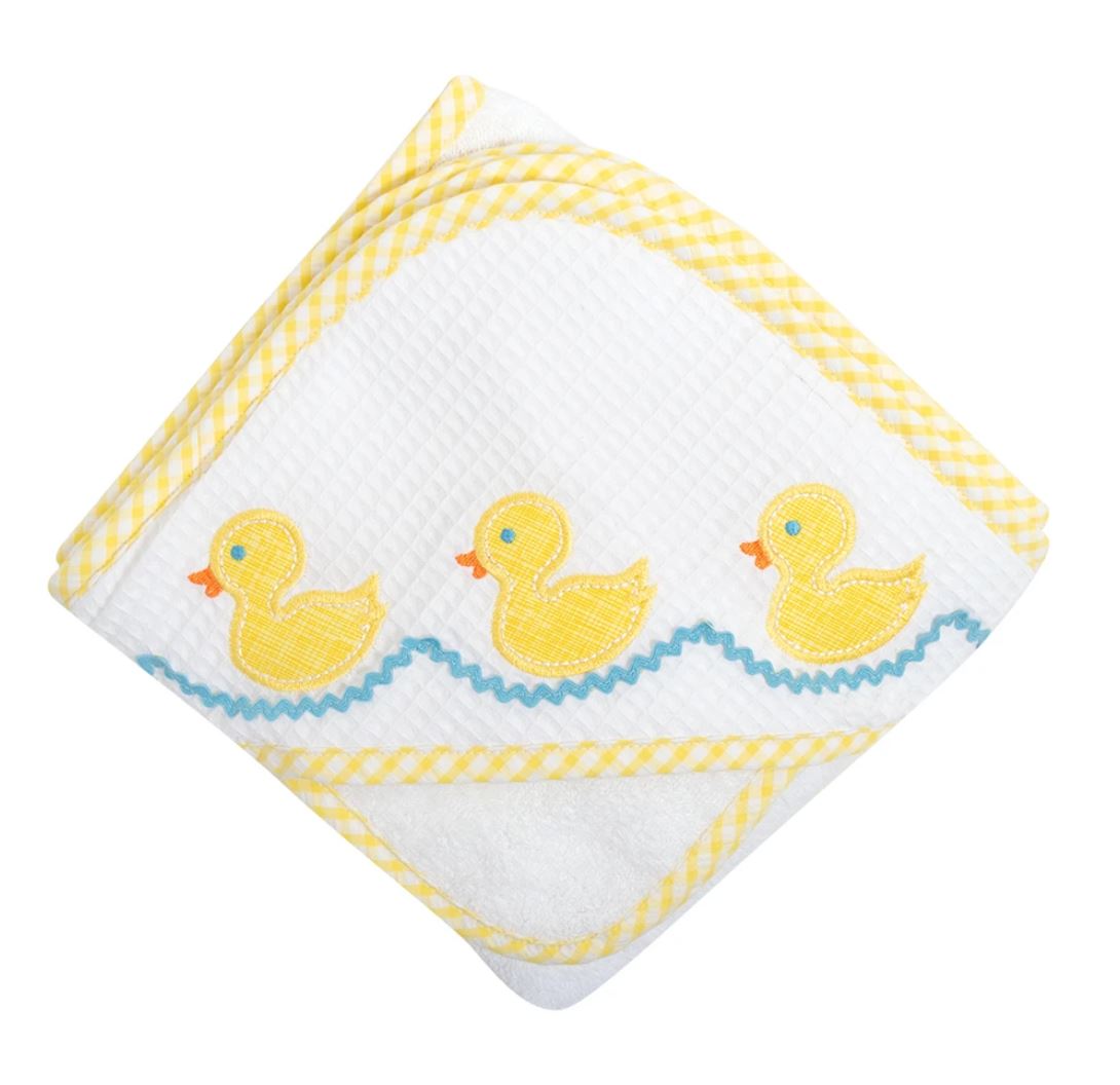 Boy Applique Hooded Towel + Washcloth Set Hooded Bath Towels 3 Marthas Yellow Duck