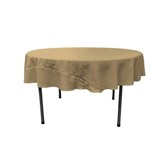 Tablecloth Round 72 in. Round Taupe Polyester Poplin Stain & Wrinkle Resistant