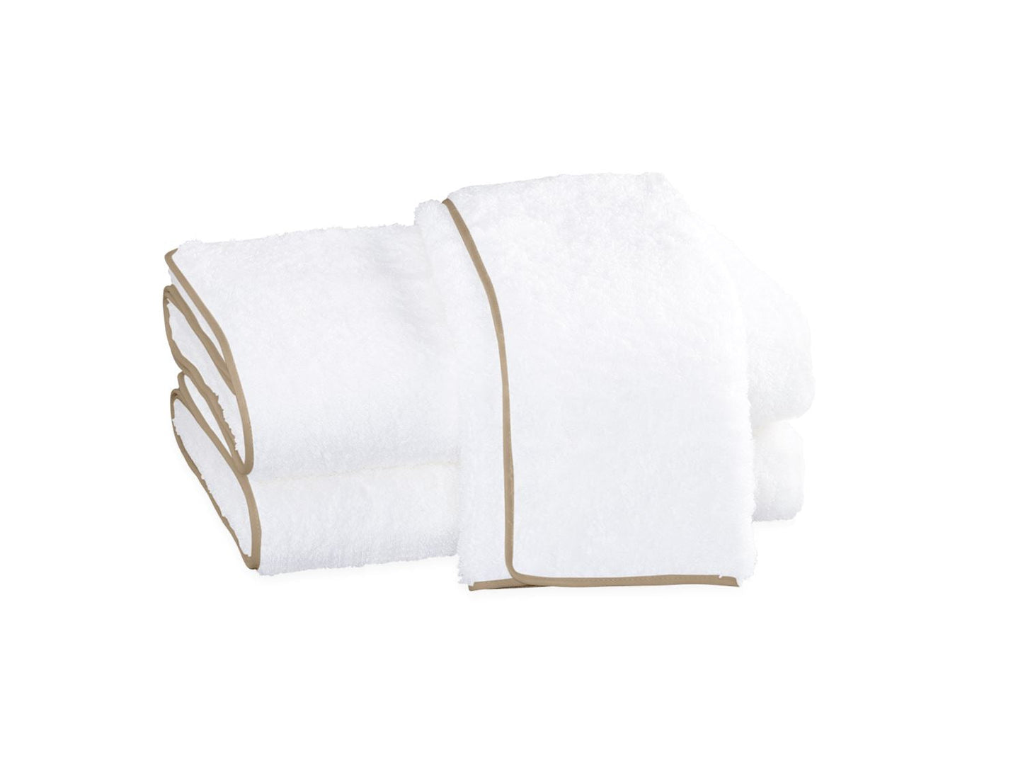 Cairo Hand Towel With Piped Trim Bath Towels Matouk White with Linen Trim