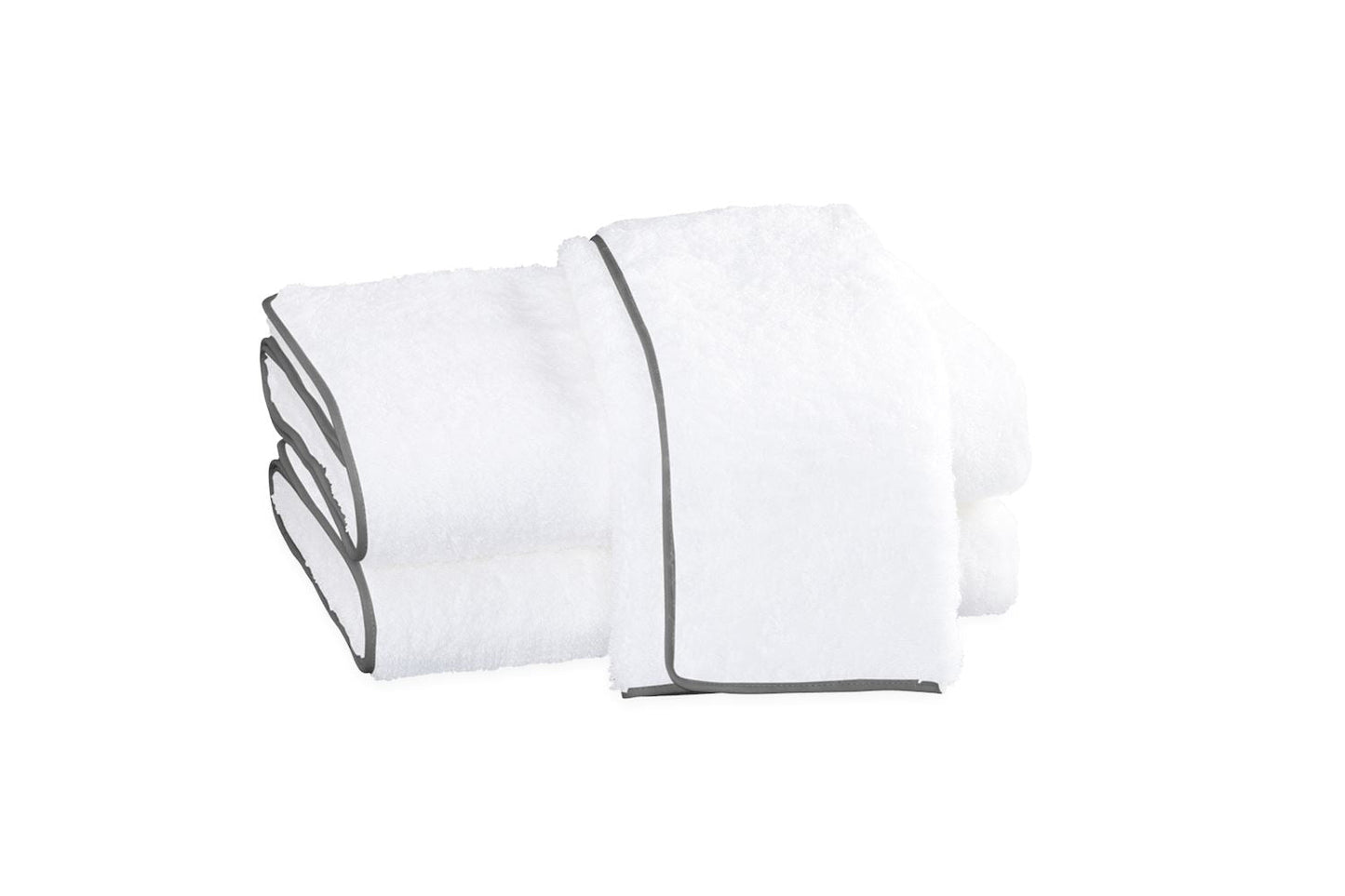 Cairo Hand Towel With Piped Trim Bath Towels Matouk White with Smoke Grey Trim