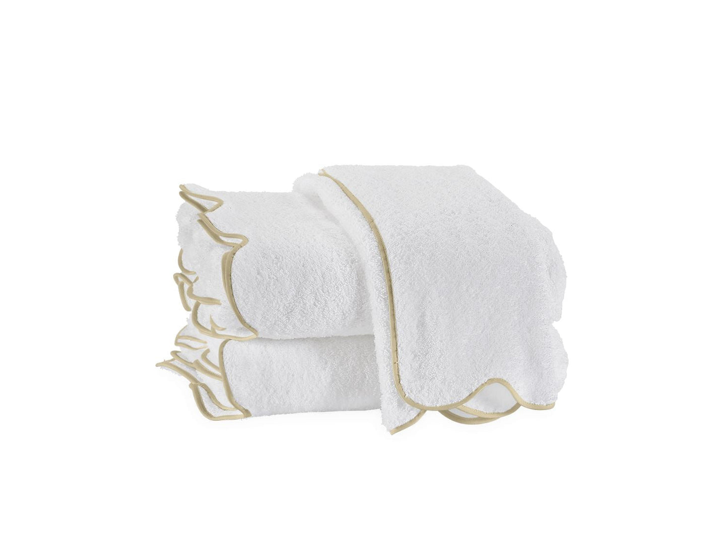 Cairo Scalloped Hand Towel With Piped Trim Bath Towels Matouk With with Sand Scalloped Trim