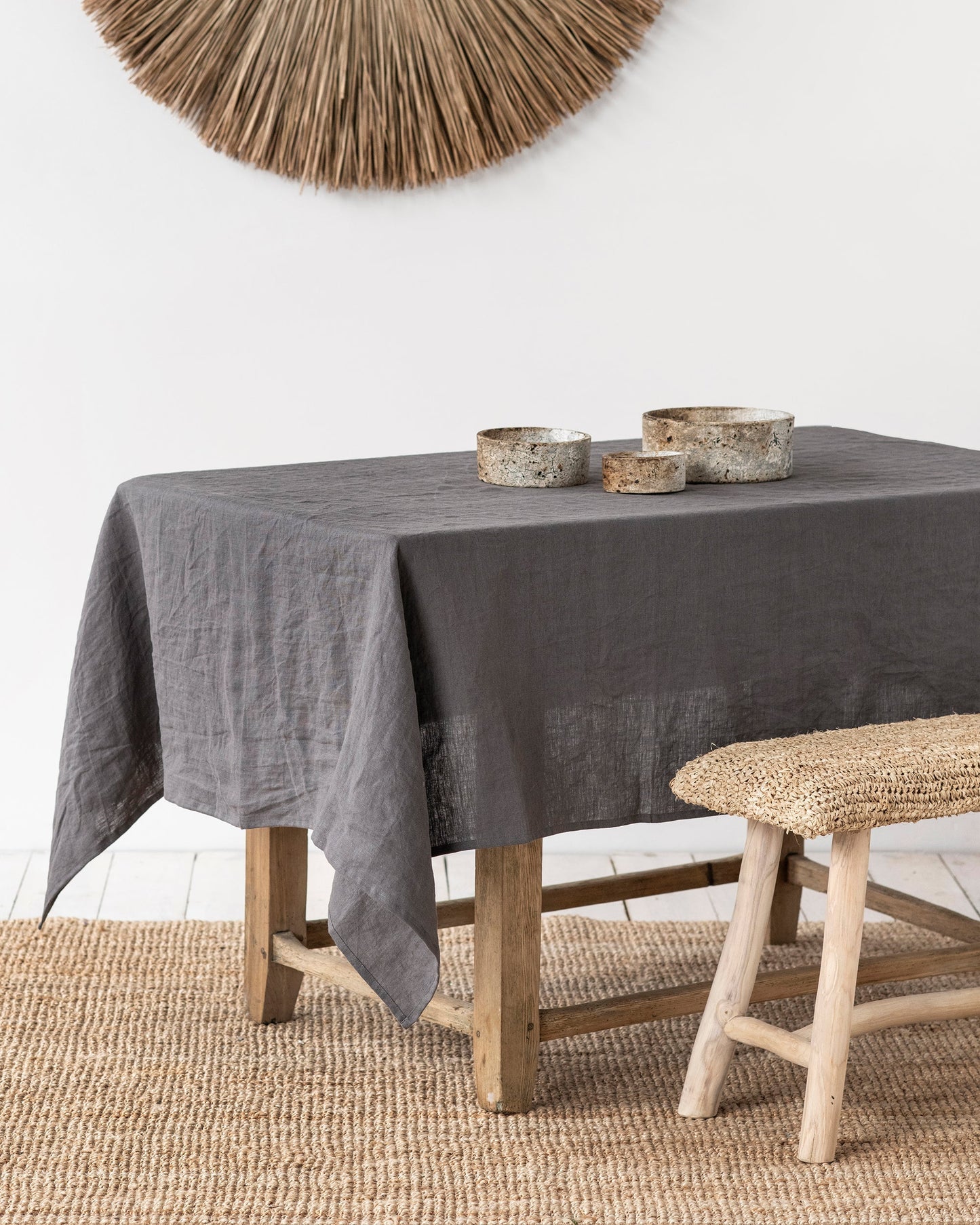 Charcoal Gray Linen tablecloth
