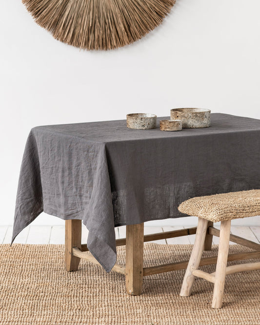 Charcoal Gray Linen tablecloth