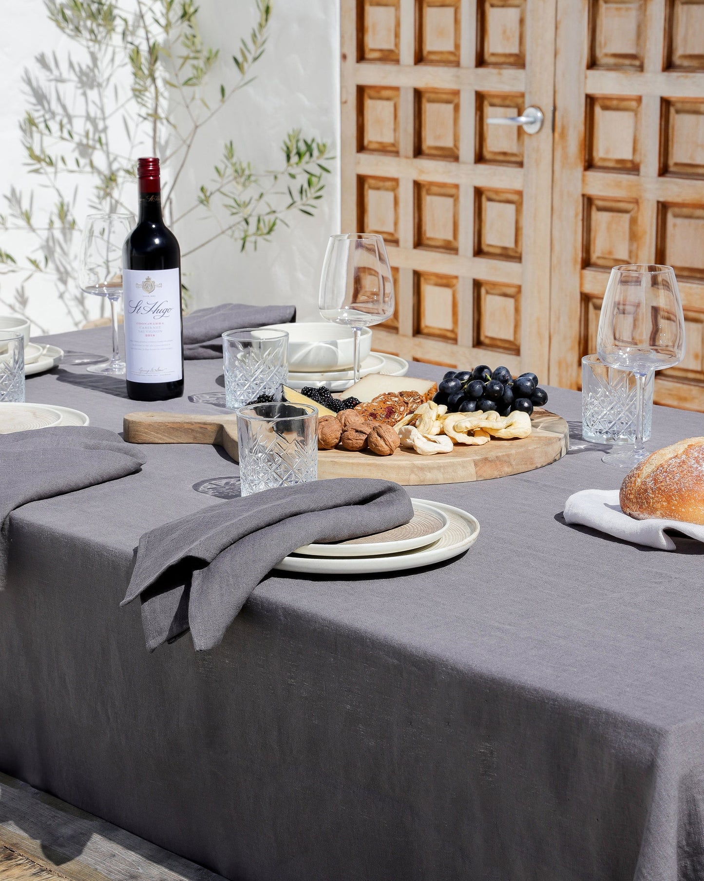 Charcoal Gray Linen tablecloth