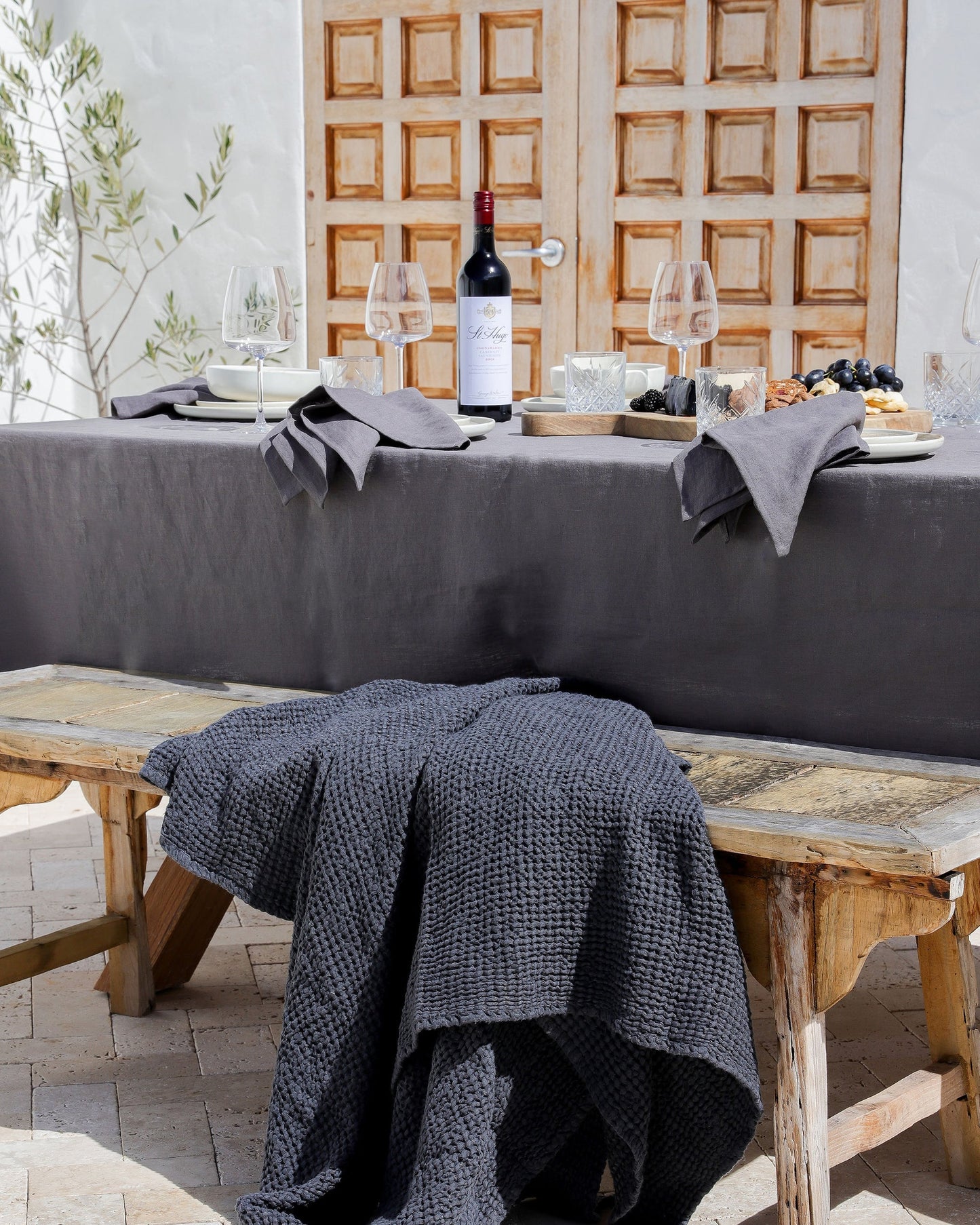 Charcoal Gray Linen tablecloth