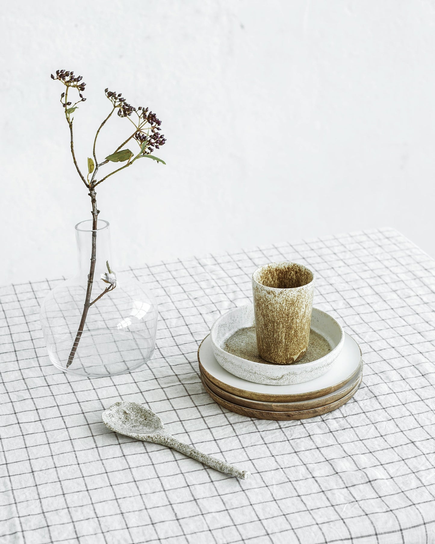 Charcoal Grid Linen tablecloth