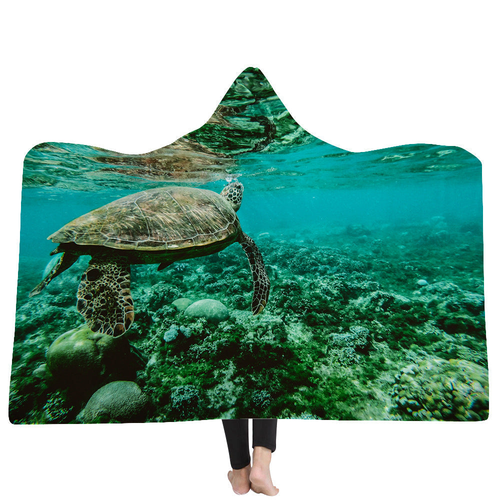 New Ocean Turtle Series Hooded Blanket Cape - Wnkrs