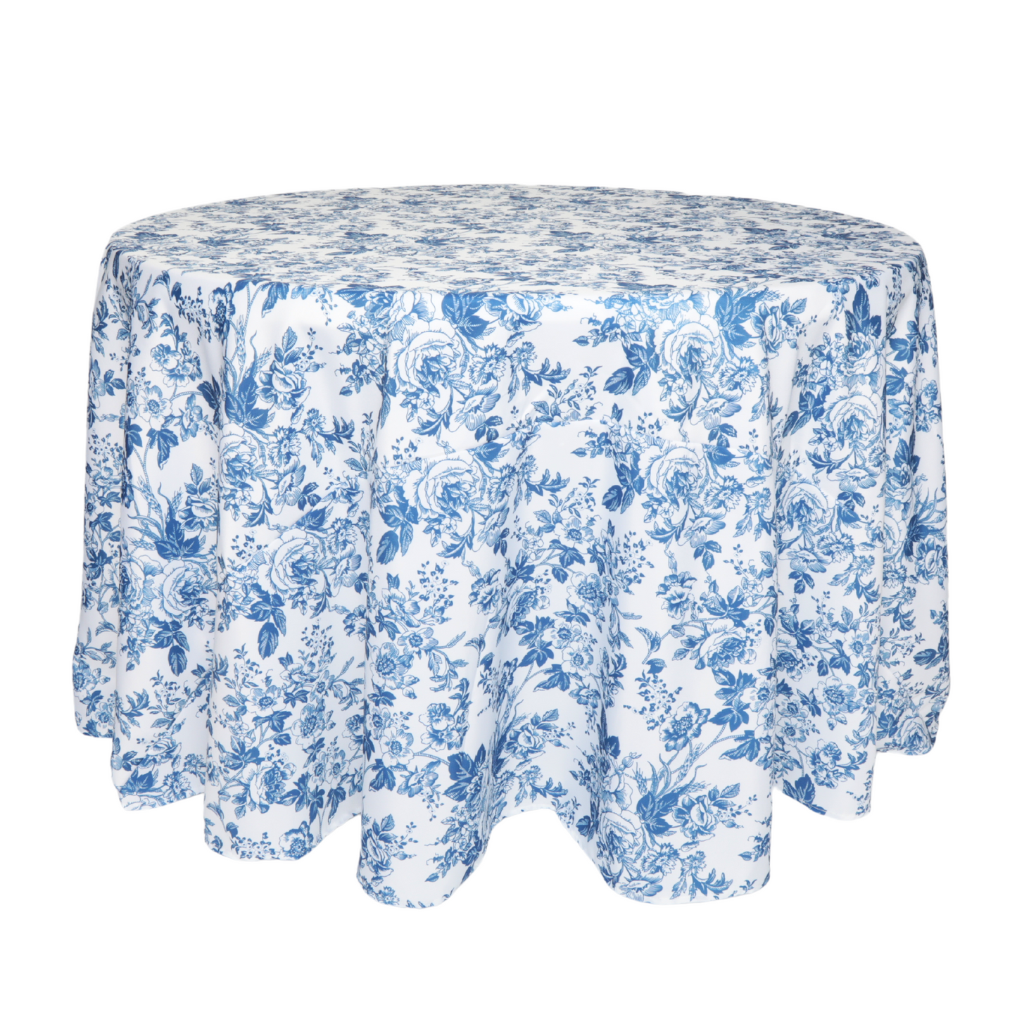 French Toile 108" Round Tablecloth - Blue