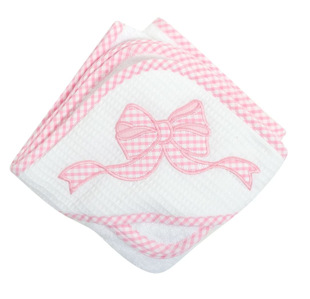 Girl Applique Hooded Towel + Washcloth Set Hooded Bath Towels 3 Marthas Bow