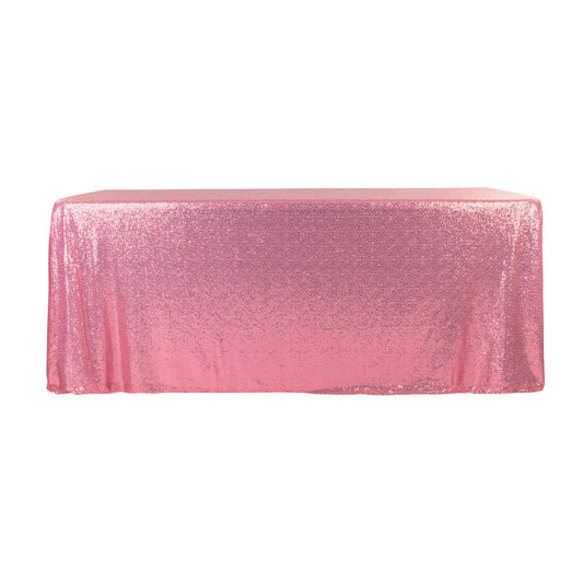 Glitz Sequin Mesh Net Tablecloth  90"x156" Rectangular -  Pink