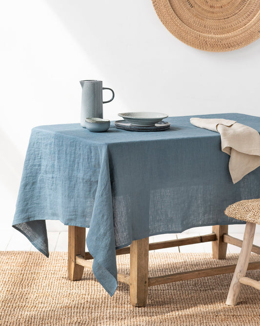 Gray Blue Linen tablecloth