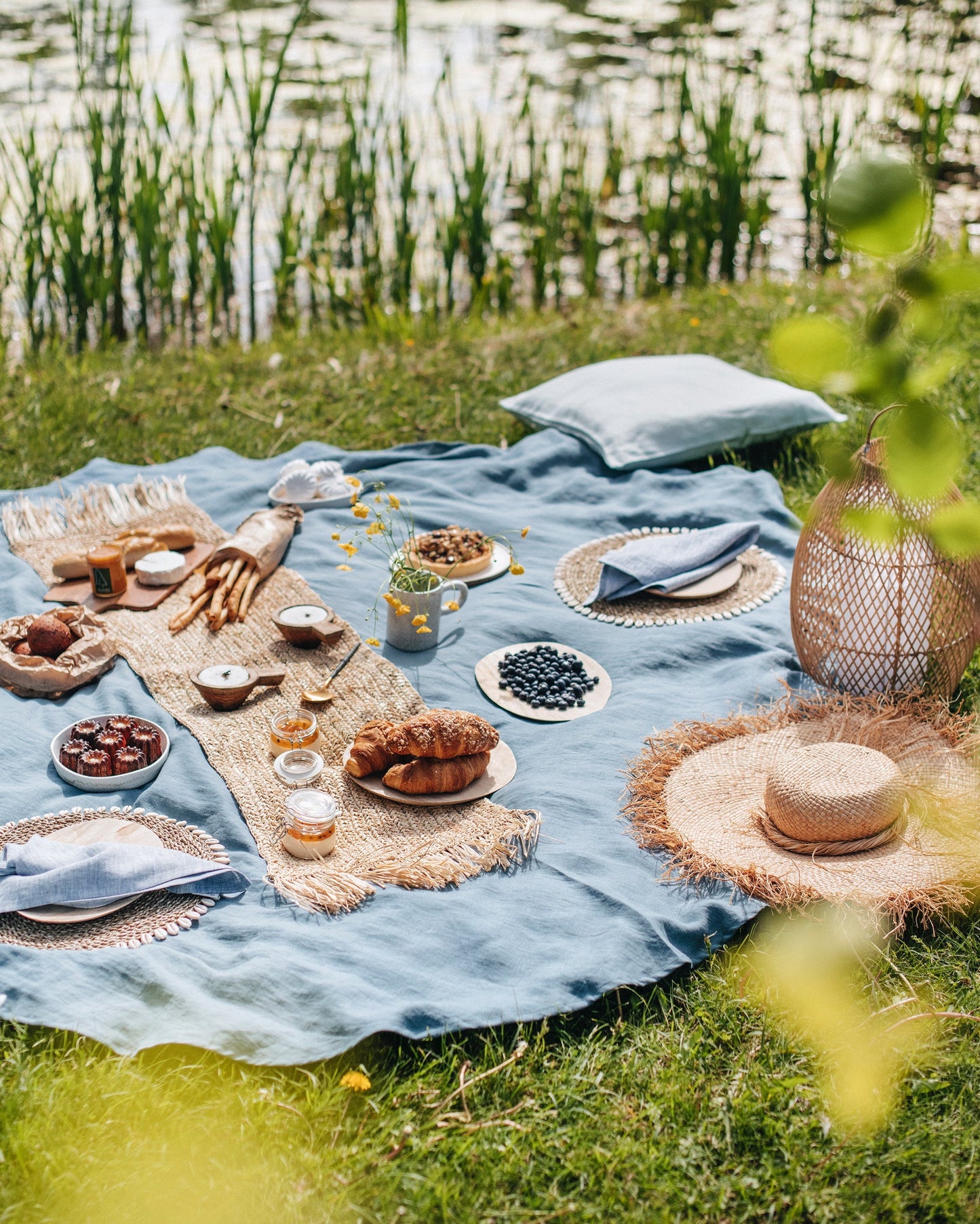 Gray Blue Linen tablecloth