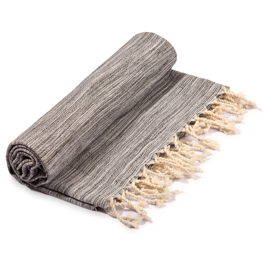 Yalova Upcycled Marbled Turkish Towel / Blanket - Black