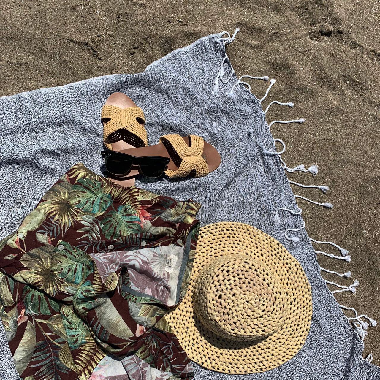 Yalova Upcycled Marbled Turkish Towel / Blanket - Black