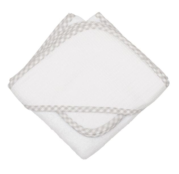 Hooded Towel and Washcloth Set Hooded Bath Towels 3 Marthas Gray Check