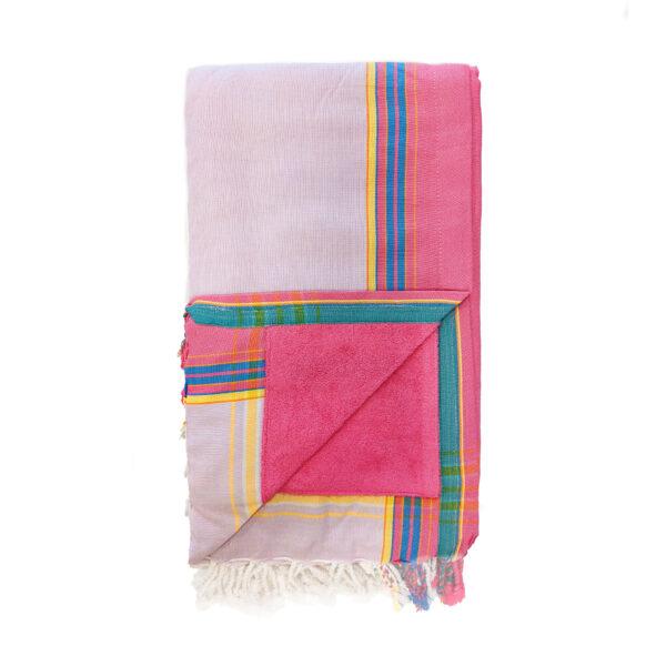 Kenyan Beach Towel Towels Swahili Coast Design Lilac with Dark Pink