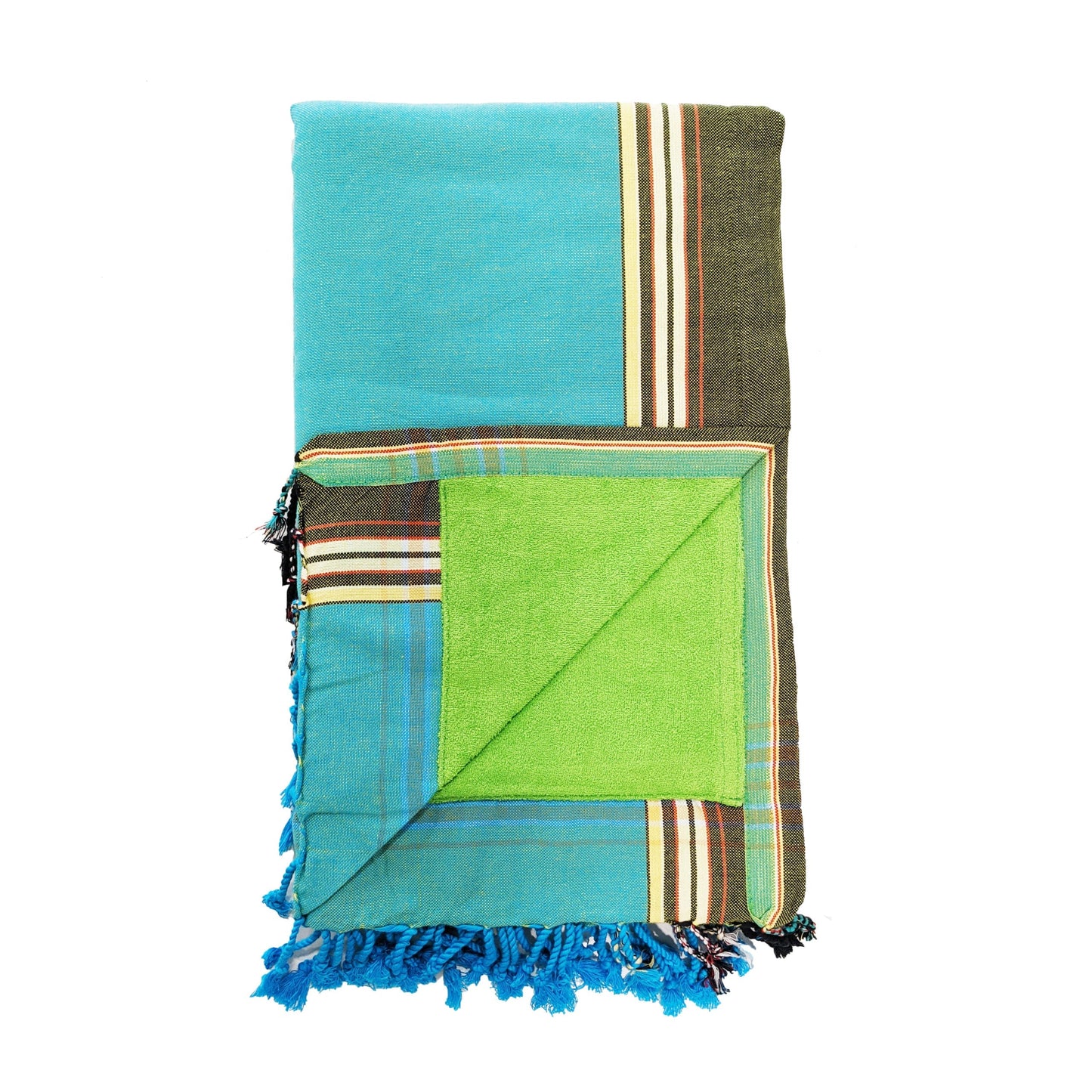 Kenyan Beach Towel Towels Swahili Coast Design Teal with Lime