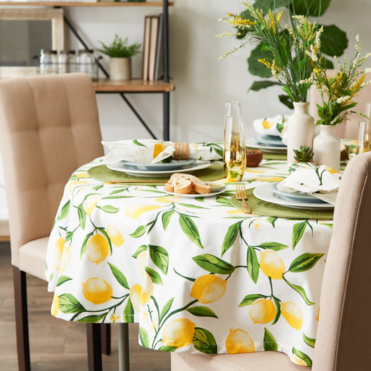 Lemon Bliss Print 70in. Round Tablecloth